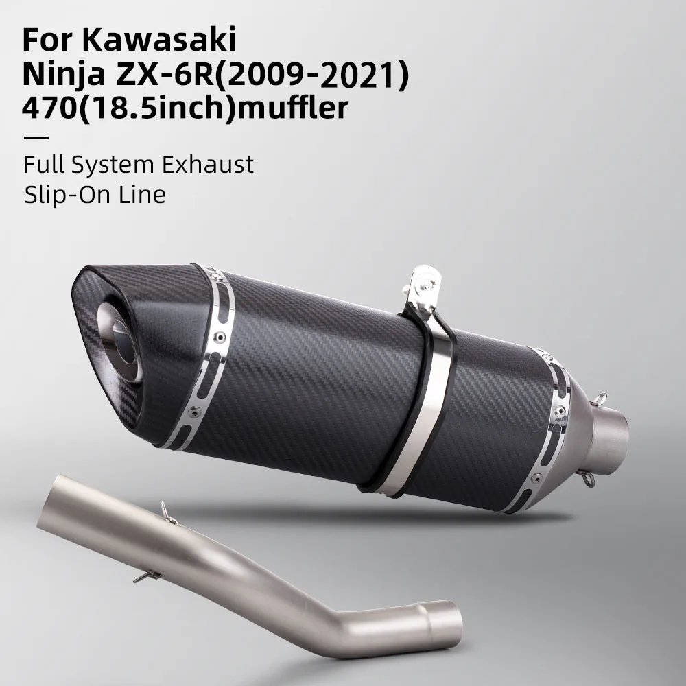 

High Performance Motorcycle Exhaust Escape Middle Link Pipe Connect Carbon Fiber Muffler Slip on For Kawasak Ninja ZX6R 09-21