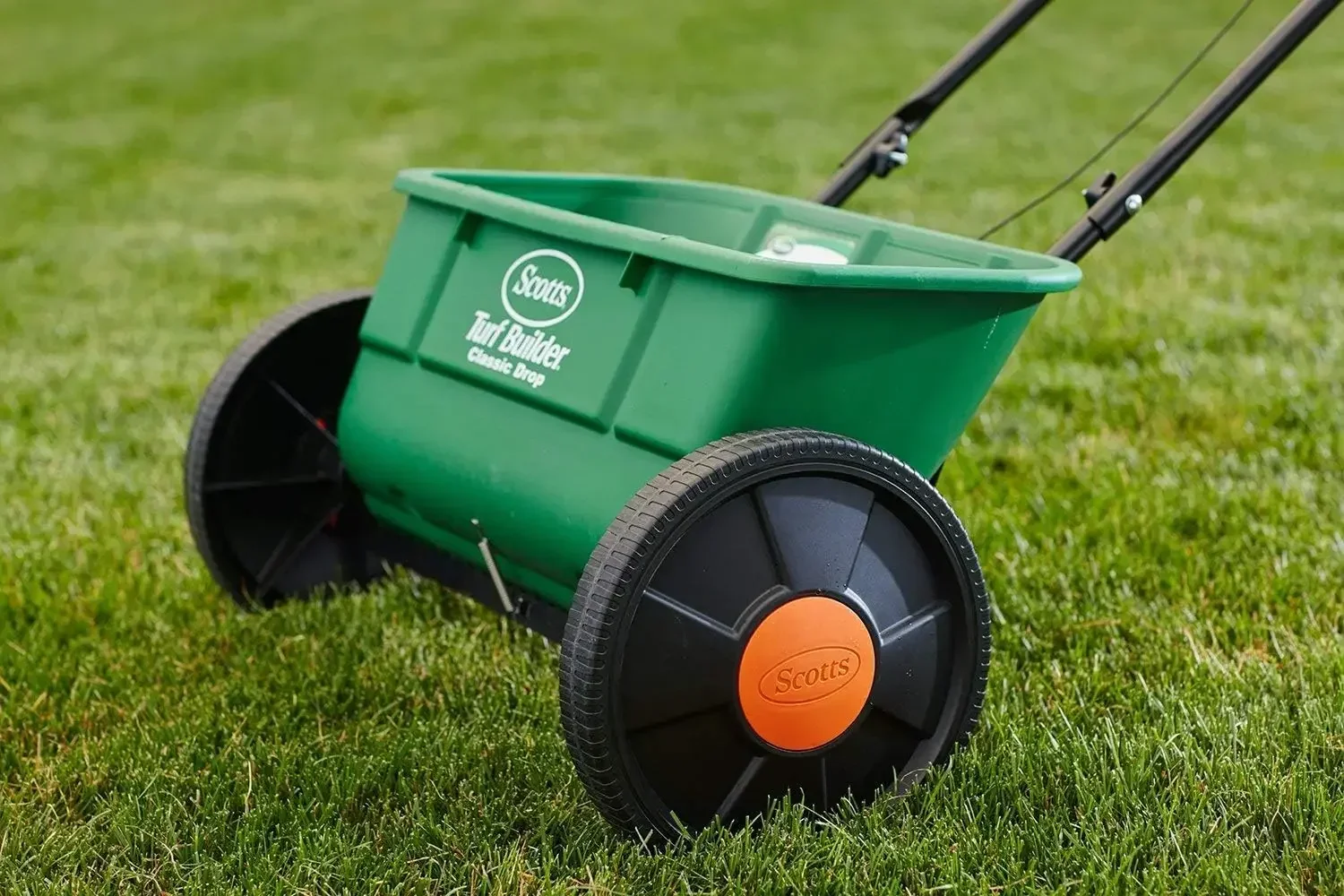 Drop Spreader, Great for Applying Grass Seed and Fertilizer, Holds up to 10,000 sq. ft of Product