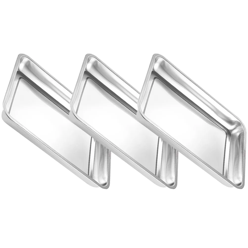 

3Pcs Stainless Steel Rectangular Oven Pans Heavy Duty Multipurpose Tray for Baking Barbecue Grilling Cooking