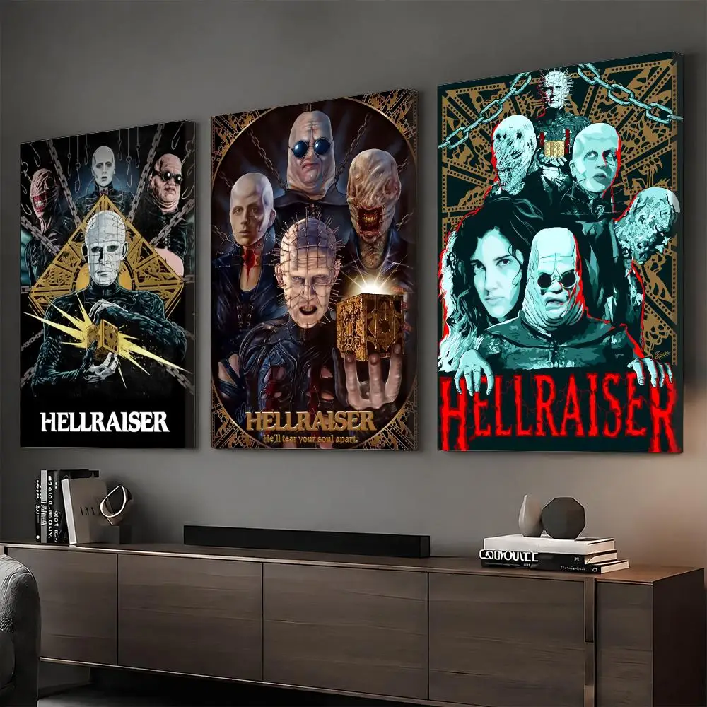 H-Hellraiser Classic Movie Painting Calligraphy HD Canvas Print Poster Wall Art | Optional Frame | Modern Hallway Decor