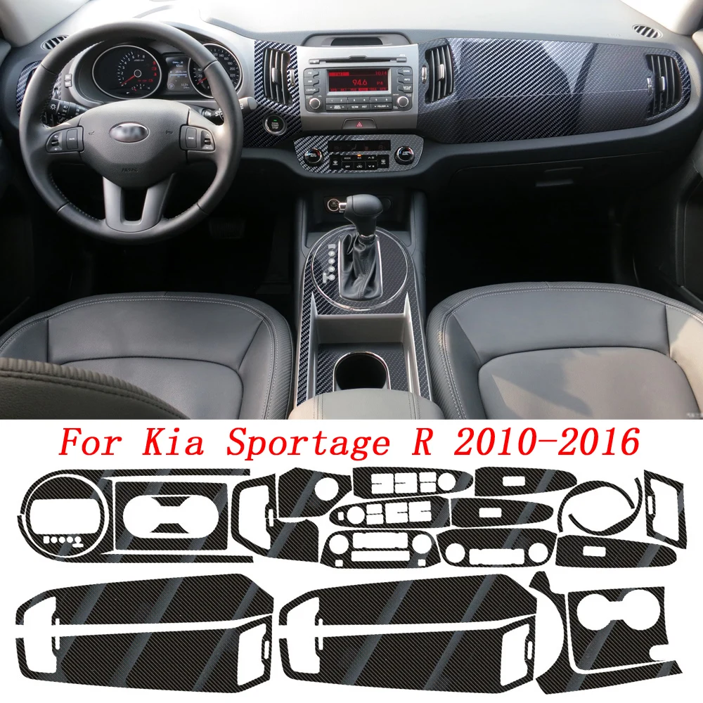 

Для Kia Sportage R 2010-2016: наклейки из углеродного волокна на центральную панель управления и ручки дверей, аксессуары для стайлинга автомобиля