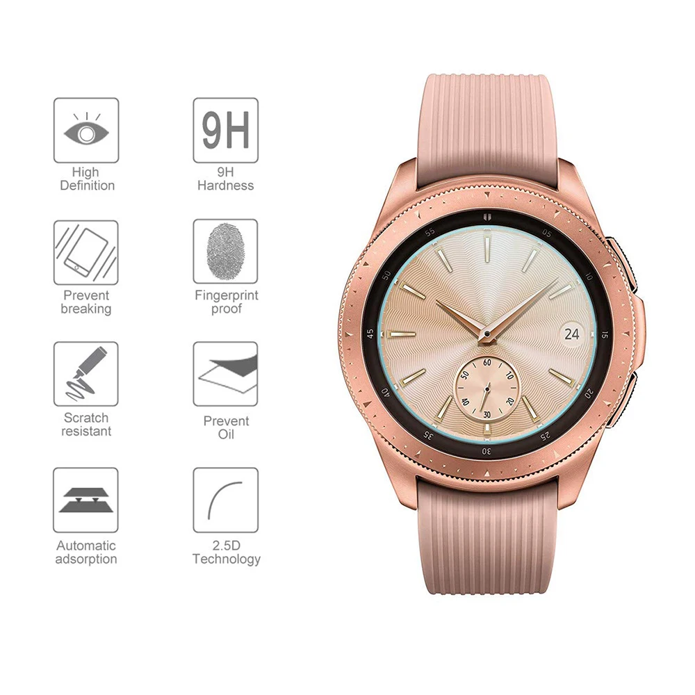 9H gehärtetes Glas Displayschutzfolie für Samsung Galaxy Watch 42 mm 46 mm HD Full Cover Displayschutzfolie für Galaxy Watch