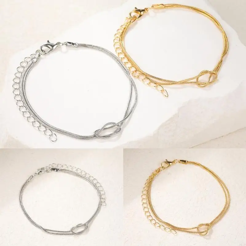

195E Pack of 2 Elegant Couple Bracelet Knot Bracelet Adjustable Wrist Jewelry
