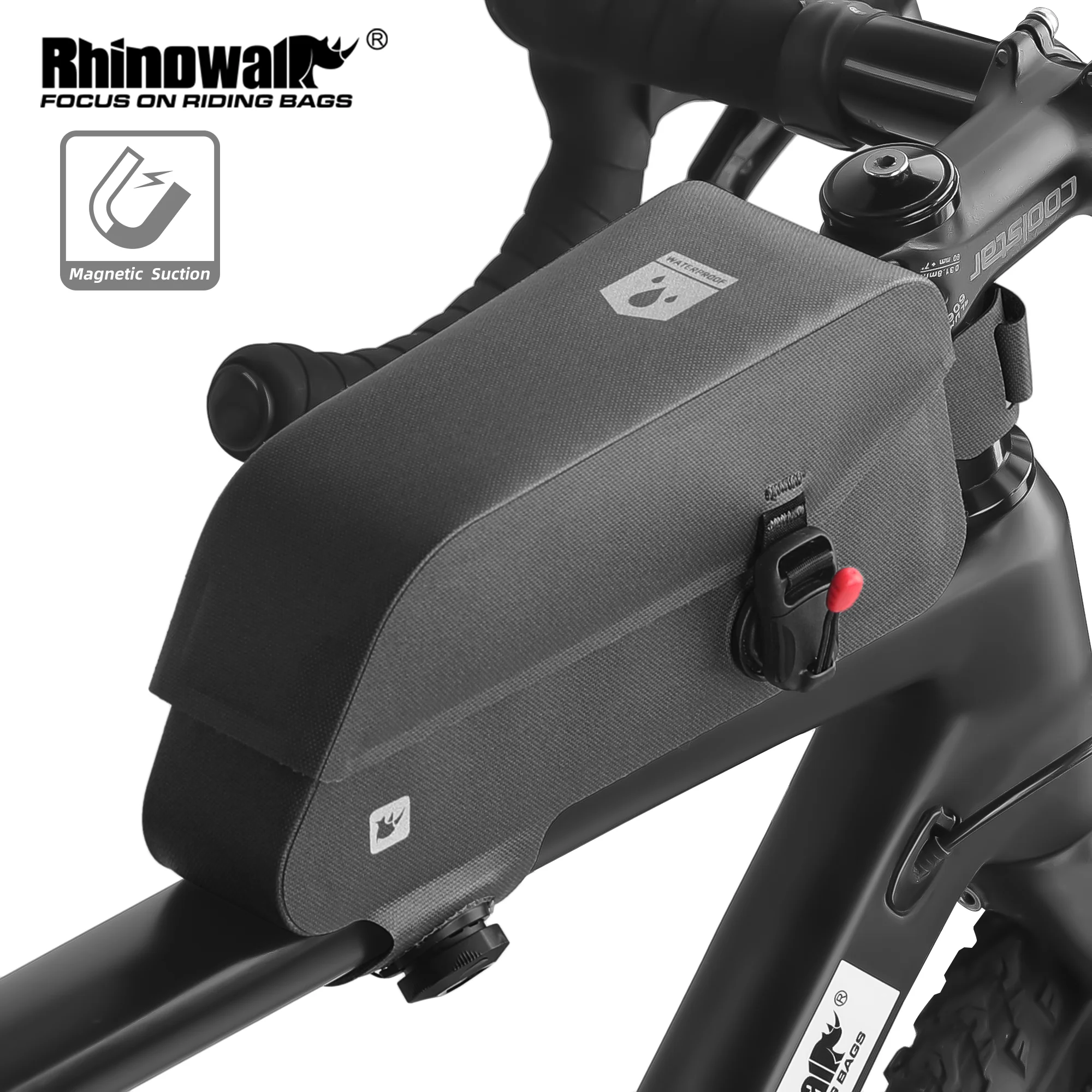 Rhinowalk Bike Top Tube Bag Waterproof Magnetic Buckle & Knob Lacing Portable Front Frame Pack Cycling Storage For MTB Road Bike