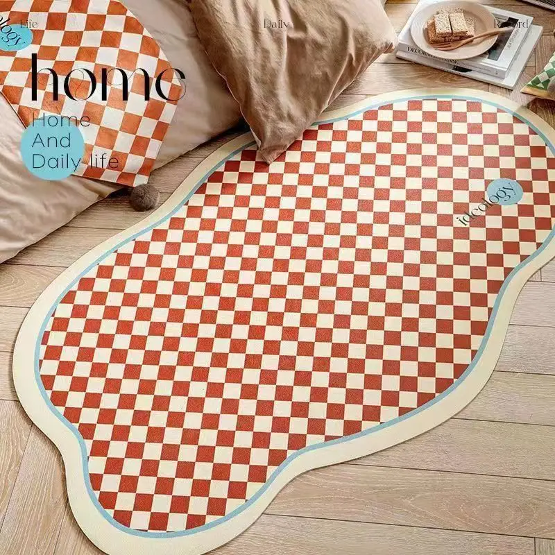 Irregular Checkerboard Bedroom Rug Modern Fashion Classic Lattice Living Room Polyester Carpet Cute Girly Decoration Home Mat