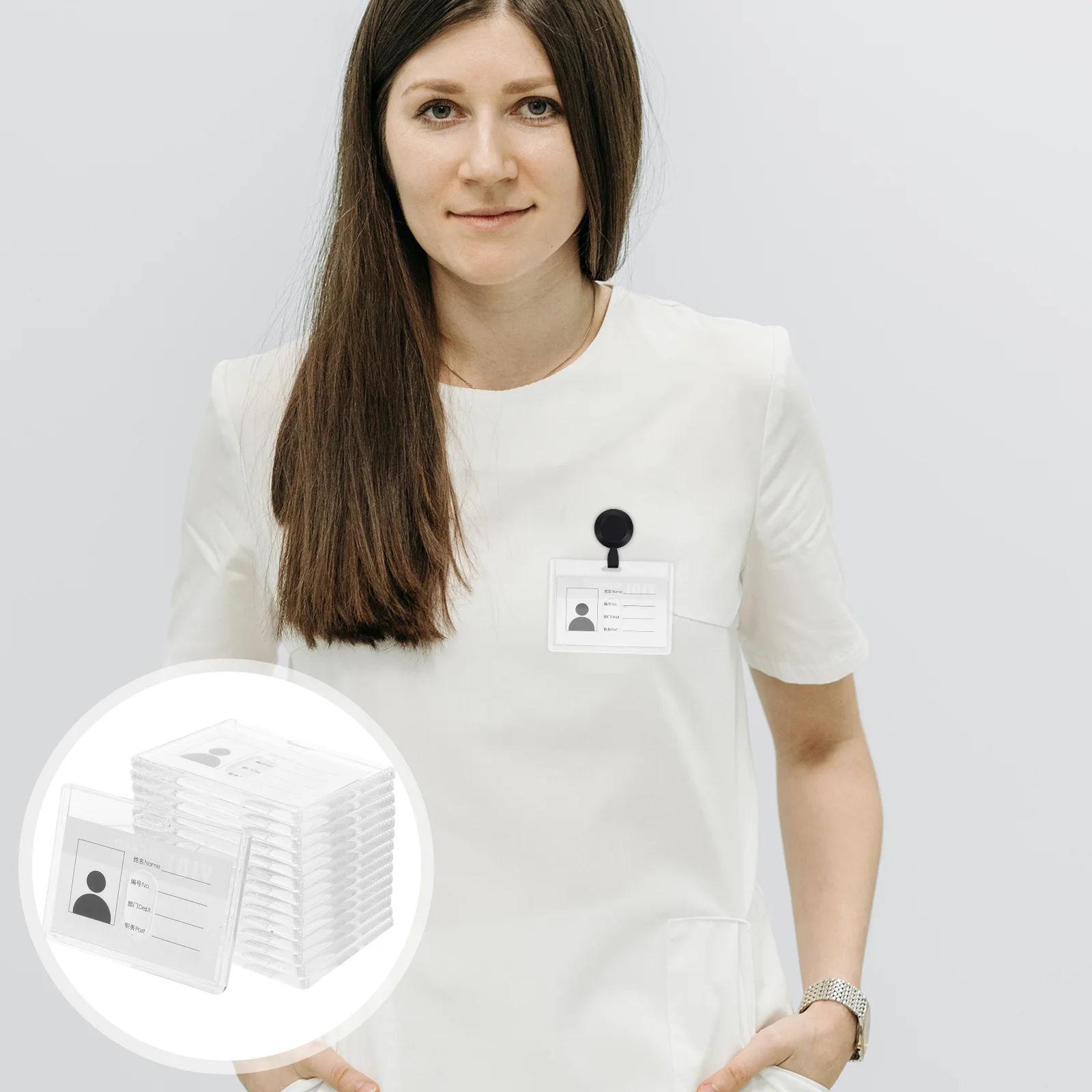 

15 Pcs Card Protector Sleeves Clear Badge Holder Id Case Cover Employee Holders