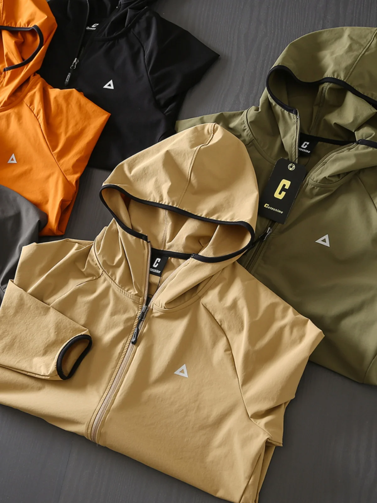 

Breathable Waterproof Outdoor Men's Jaet Spring Summer Lightweight Hooded Skin Outerwear Stand Fit Long Sve Hoodie