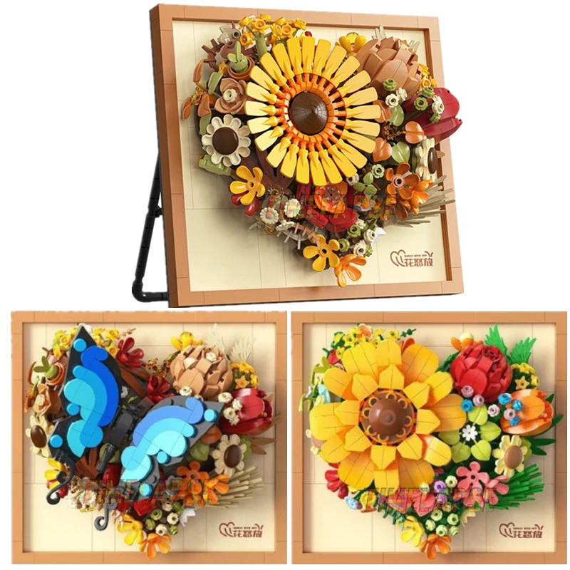 لتقوم بها بنفسك ثلاثية الأبعاد الورد الشهير الأبدي الخالد الزهور المجففة اللوحة إطار صور الفن الحامل معرض بنة نموذج الطوب مجموعات لعبة #1