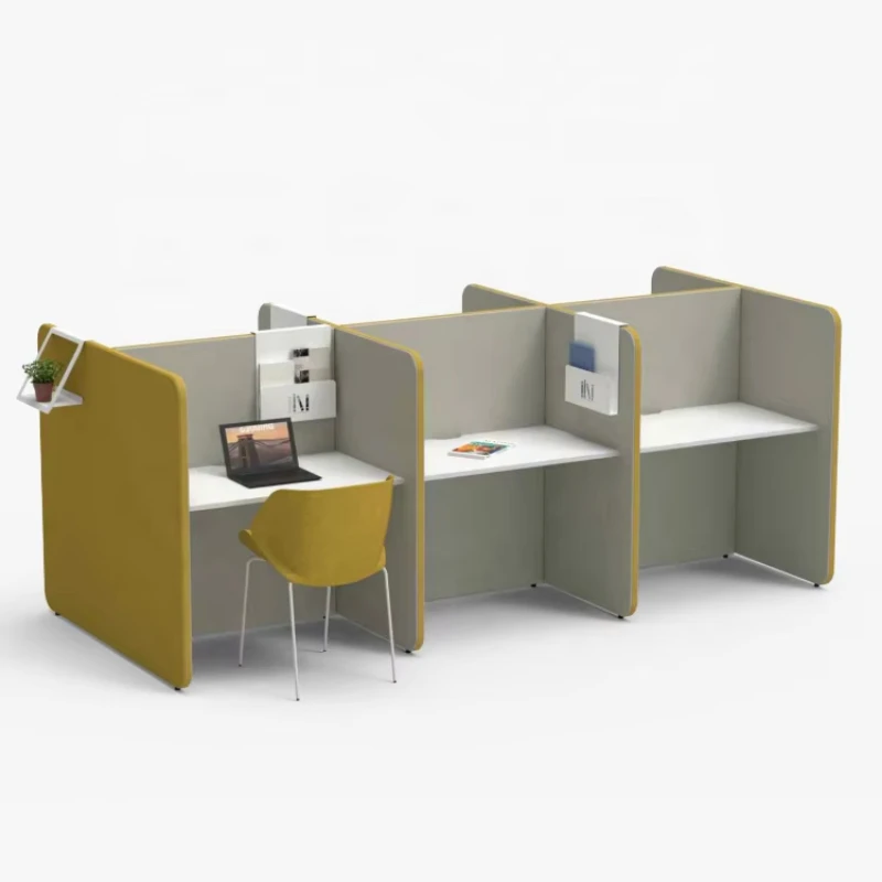 Modular desk set with drawers and chairs 6-person staff cubicle workstation desk, office building desk