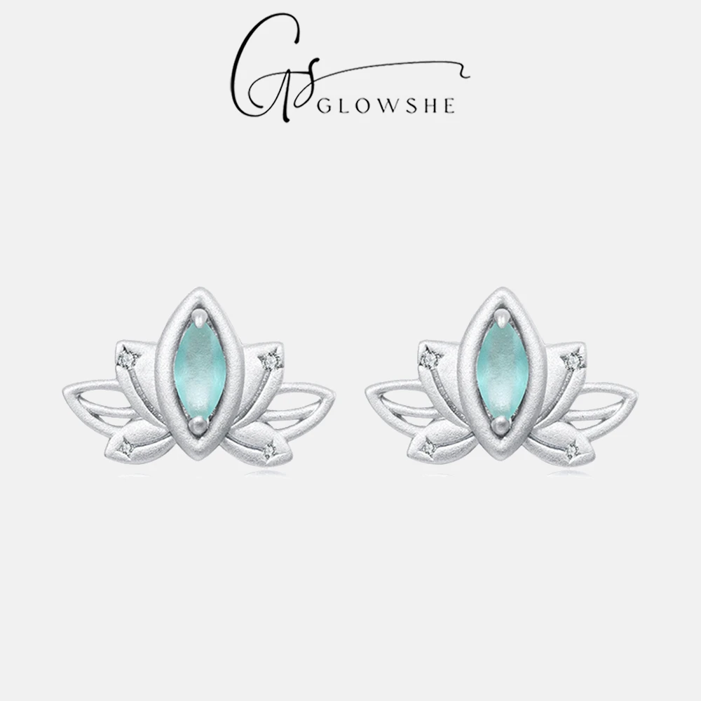 

Glowshe 100% 925 Sterling Silver Flower Stud Earrings High Quality Fine Jewelry Women's Elegant Hypoallergenic Earrings Gift