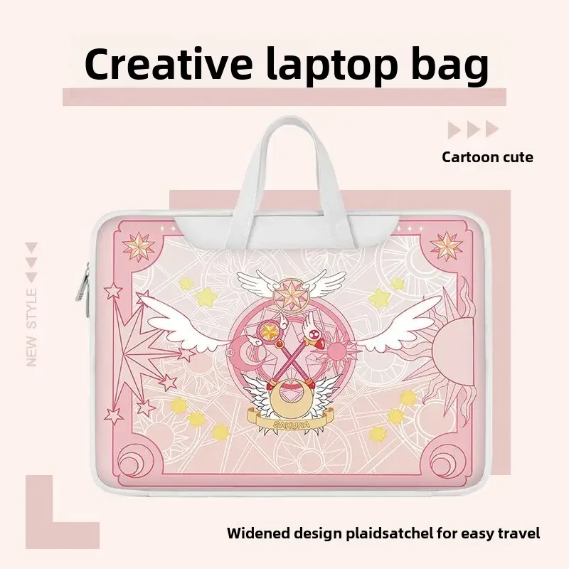 حقيبة كمبيوتر محمول لطيفة ساكورا السحرية مقاومة للماء ومضادة للسقوط ماك بوك 12/13.3/15 بوصة حقيبة يد عالمية محمولة هدية عيد #1