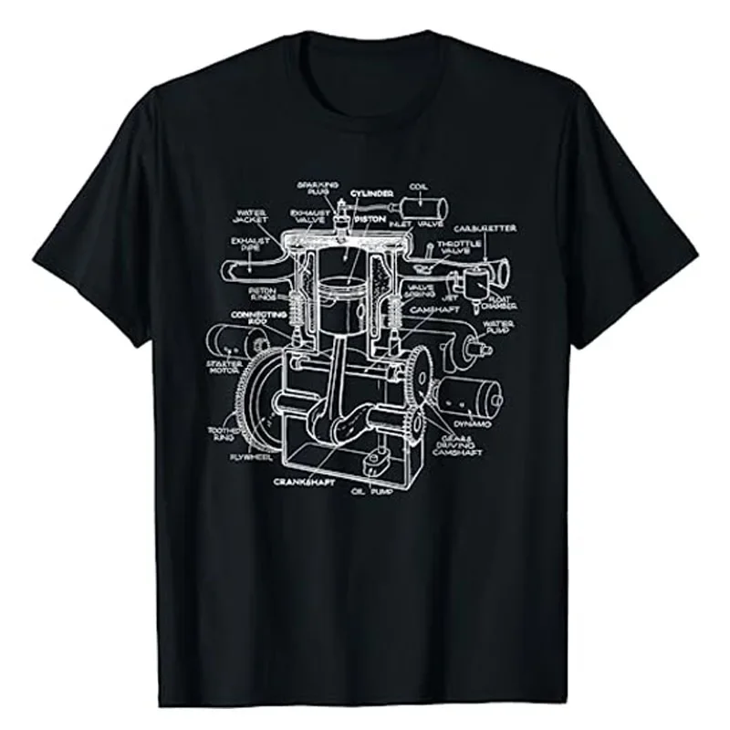 Mechanics Car Engine Pieces Cars Lovers - Muscle Cars T-Shirt Men's Fashion Clothing Carguy Graphic Tee Tops Husband Daddy Gifts