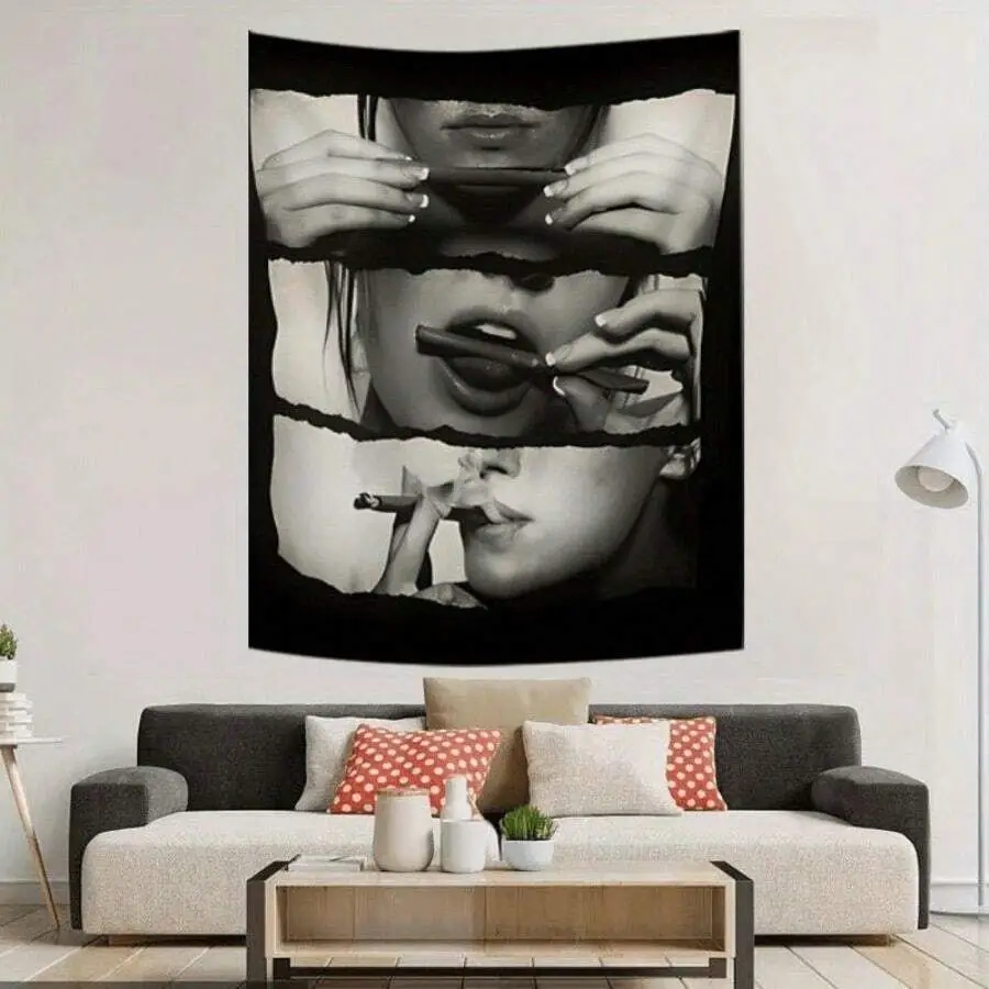 The Latest Trendy Durable Wall Tapestry, Modern Art Wall Tapestry, Smoking Lips Pattern, Washable and Durable