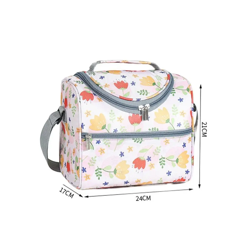 Bolsa de aislamiento minimalista para mujer, bolso de hombro de gran capacidad con estampado térmico, ideal para guardar cosméticos, fiambrera