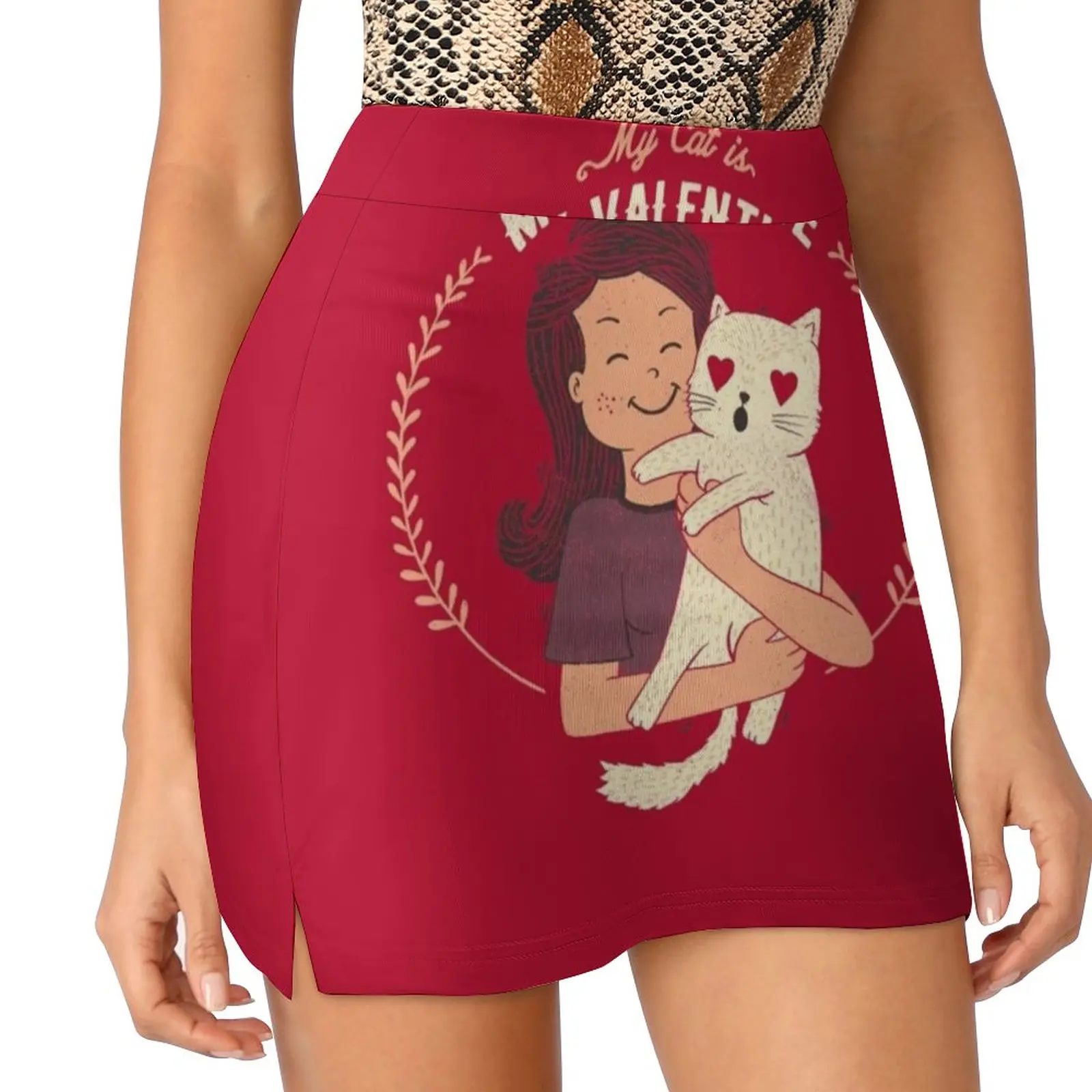 My Cat Is My Valentine Women's skirt Mini Skirts A Line Skirt With Hide Pocket Valentines Valentines Day Love Cute In Love