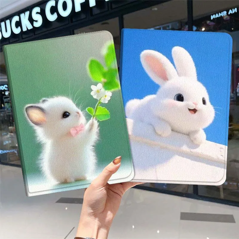 

Cartoon Cute White Rabbit Art For Samsung Galaxy Tab A7 A A8 A9 A11 S6 S11 10.1 10.4 10.5 Inch Lite PLus Soft Tablet Case Gift
