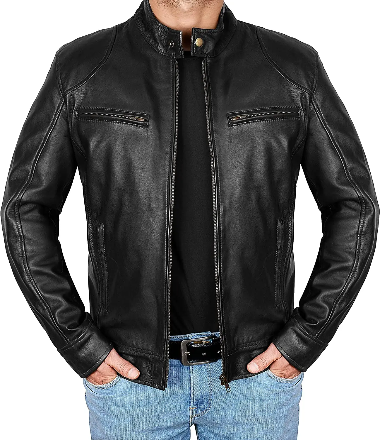 Mens Fashion Leather Jacket Slim Fit Stand Collar PU Jacket Male Anti-wind Motorcycle Lapel Diagonal Zipper Jackets Men 5XL