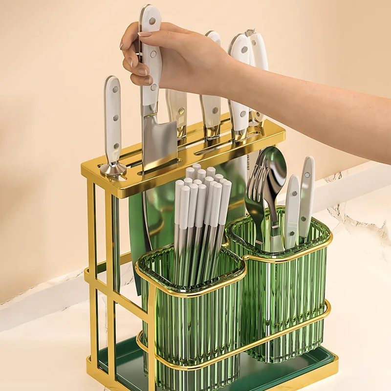 Kitchen Desktop Tool Holder Cutlery Storage Rack Spoon Fork Holder Chopsticks Organizer Stand Kitchen Metal Cutlery Drain Rack