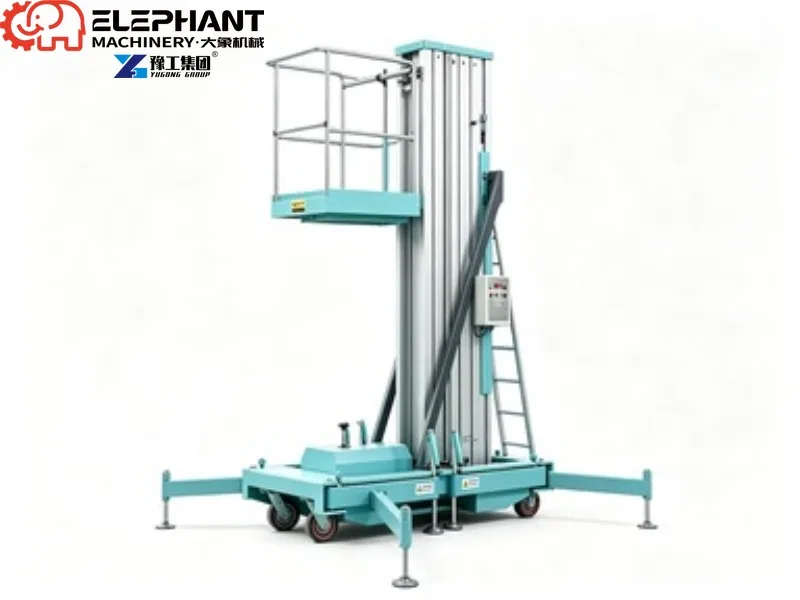 Hydraulic Electric Aluminum Mast Lift Aluminum Mast Man Lift 6m Working Height Single Mast Hydraulic Aluminum Lifting Platform