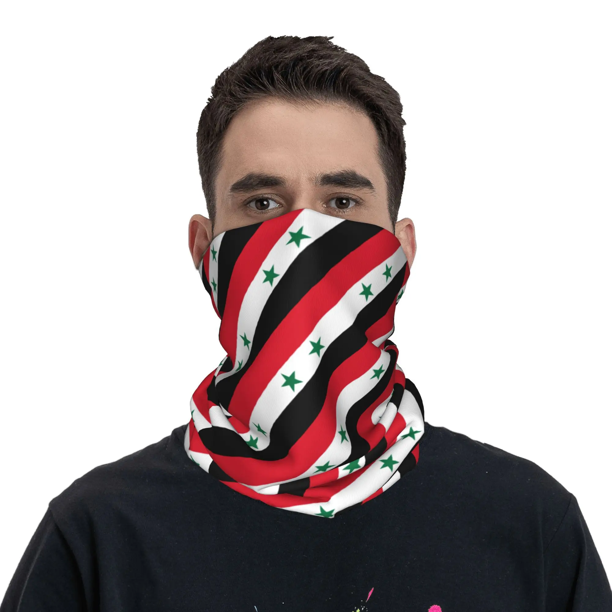 カスタムシリア国旗 シリア クラシカル ネックゲイター メンズ レディース UVフェイスシールド 冬用 バンダナ スカーフ スキー用
