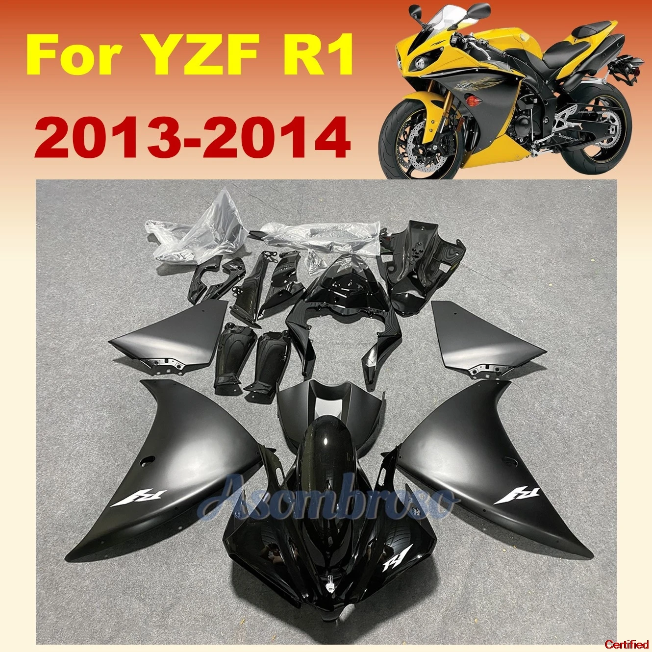 

Plastic Motorcycle Fairing Kit for Yamaha YZF R1 2013 2014 YZFR1 13 14 Black Body cover