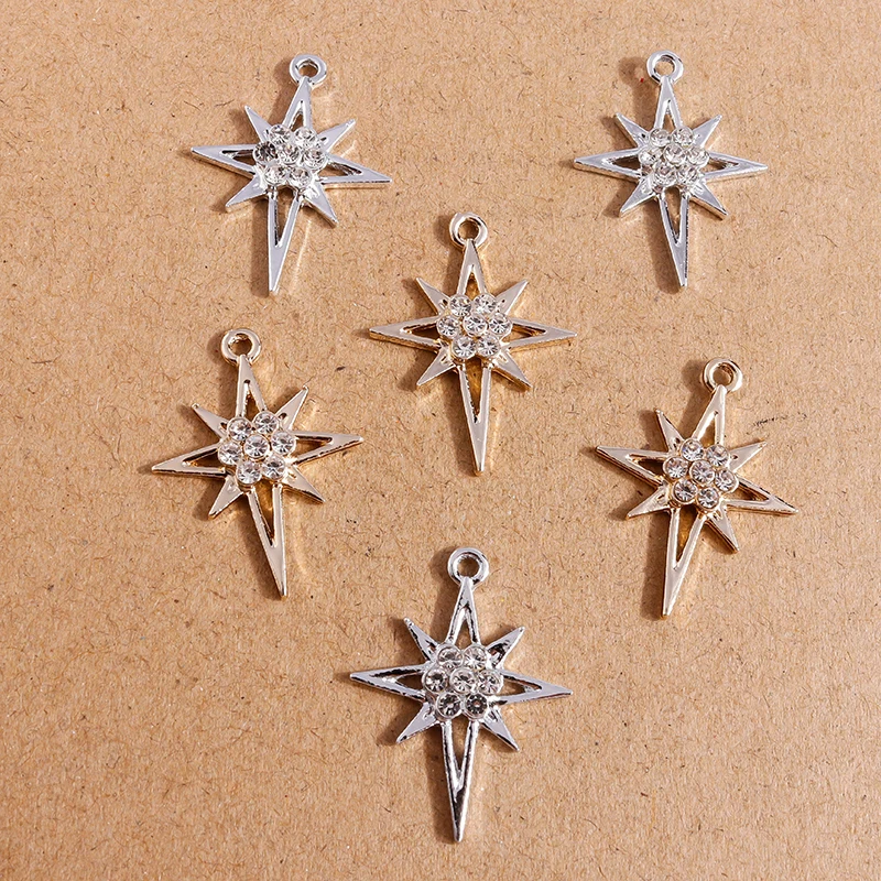 10 Stück 29*12mm Strass Stern Anhänger Charms für Schmuckherstellung Halskette Ohrringe DIY Armband Zubehör Zubehör – Detail 3