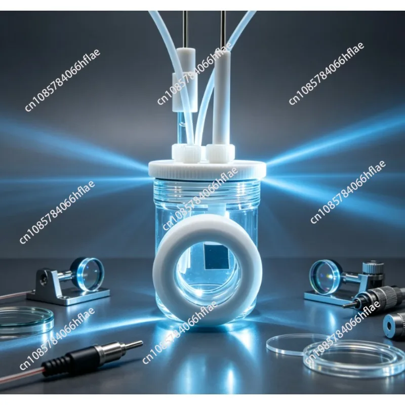 K040-s Sealed Photochemical Electrolytic Cell with 24mm Quartz Window, Quartz Reactor