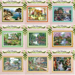 Leisurely Cabin House Scenery Patterns Counted Cross Stitch Set DIY 11CT 14CT 16CT DMC Cross-stitch Kit Embroidery Needlework