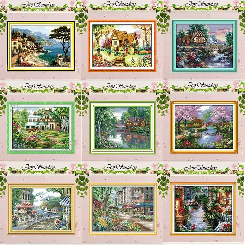 Leisurely Cabin House Scenery Patterns Counted Cross Stitch Set DIY 11CT 14CT 16CT DMC Cross-stitch Kit Embroidery Needlework