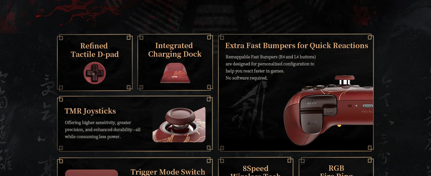 8BitDo Ultimate 2 Wireless Controller WUCHANG: Fallen Feathers für Windows und Android, mit TMR-Joysticks, 8Speed Tech Gamepad – Detail 9