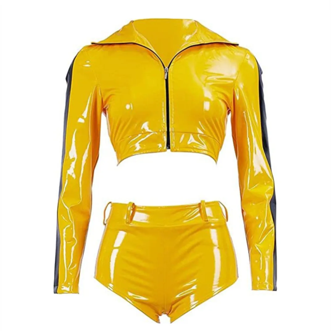 

The Bride Cosplay Yellow Costume Movie Kill Cosplay Bill Roleplay Summer Sexy Coat Shorts Halloween Carnival Party Women Suit