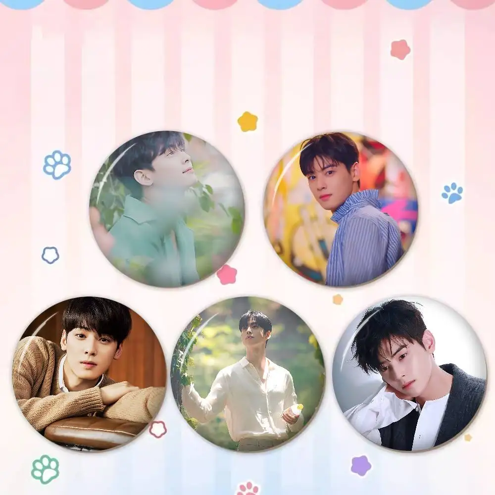 Singer C-Cha EunWooS Tinplate Soft Button Pin Brooch Metal Badge Custom Jewelry Accessories Hat Bag Lapel