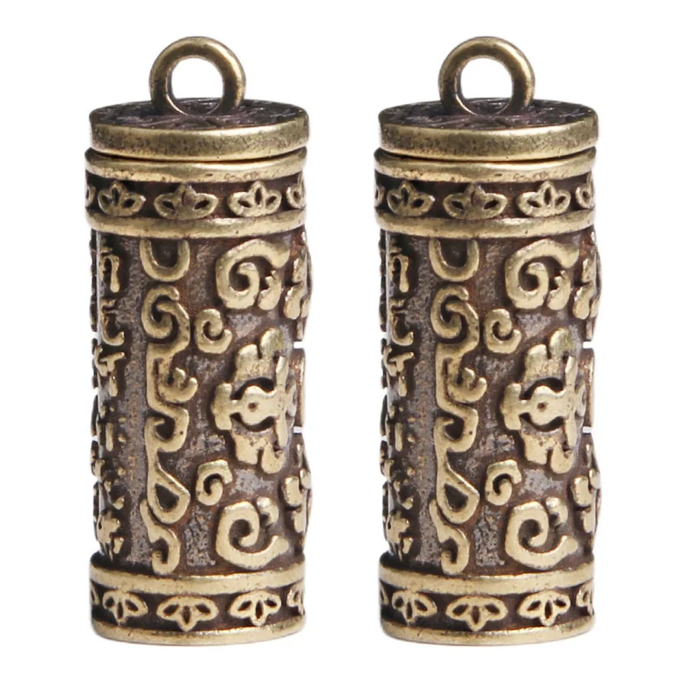 

2 PCS Pendant Decoration Collection Decors Jewelry Crafts DIY Scripture Brass Pendants Retro Exquisite Keychain