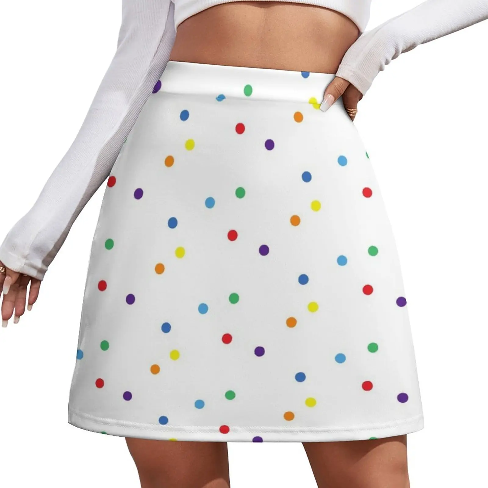 

Rainbow dots Mini Skirt mini denim skirt korean skirt fashion korean clothing