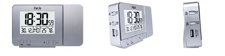 الإسقاط WIFI ساعة ذكية مزامنة الوقت التلقائي القياسية ساعة صامتة درجة الحرارة والرطوبة ساعات منبه #5