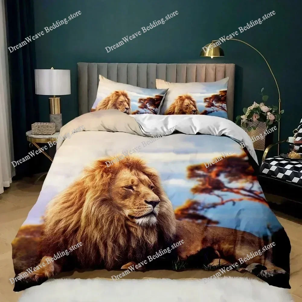 3D Print Lion Duvet Cover Set Wild Animals Colourful King Queen Size for Kids Teens Adults  Polyester Bedding Set Home Textile96