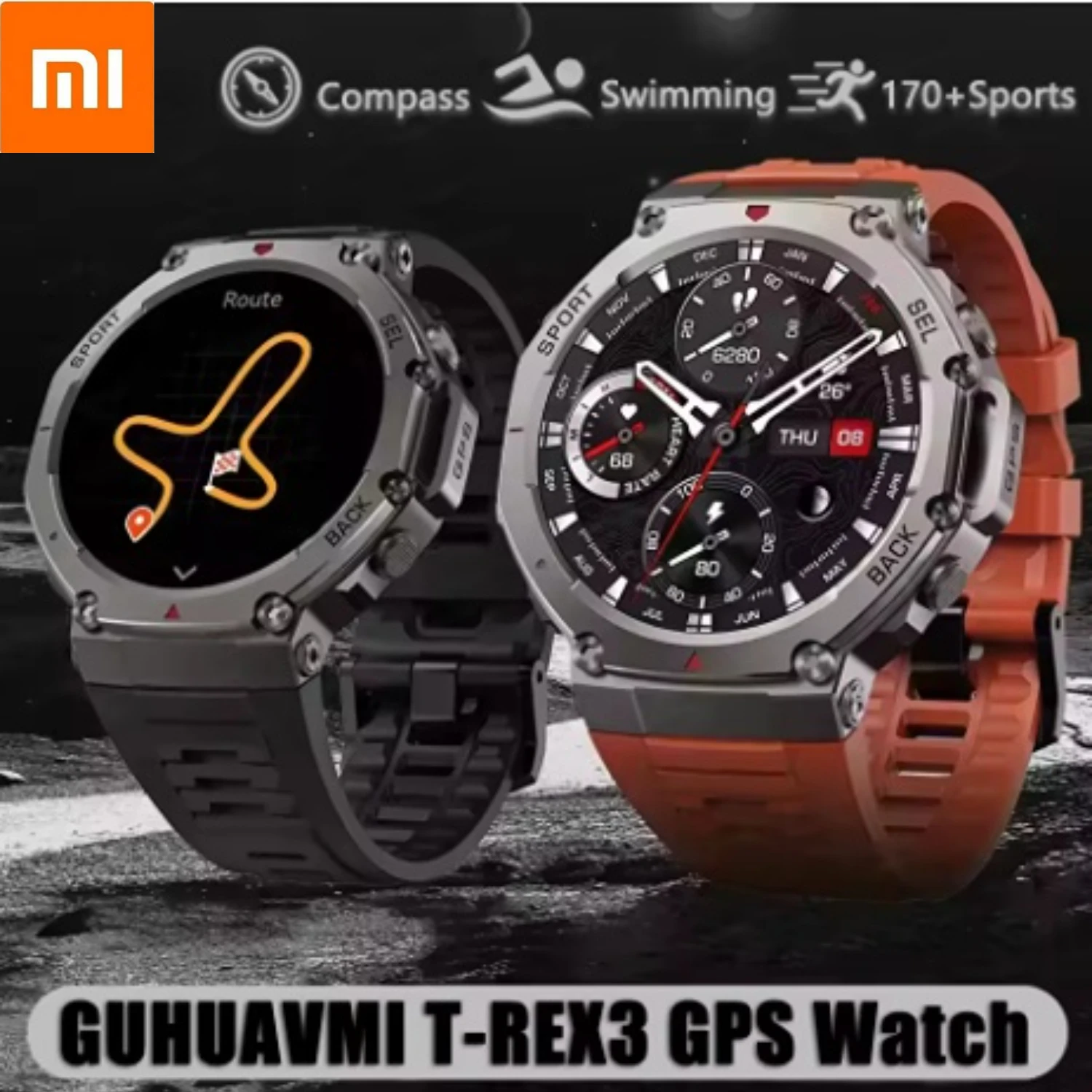 

Xiaomi 2025 Новые T-Rex 3 GPS SmartWatch Ultra Men 10ATM IP69K Водонепроницаемые умные часы Компас Высотомер Барометрический браслет