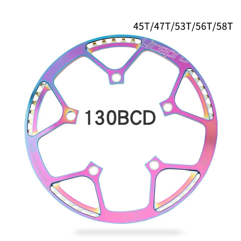 Litepro 45 47 53 56 58T Colorful Chainring Folding Bicycle Integrated BCD 130MM Single Sprocket