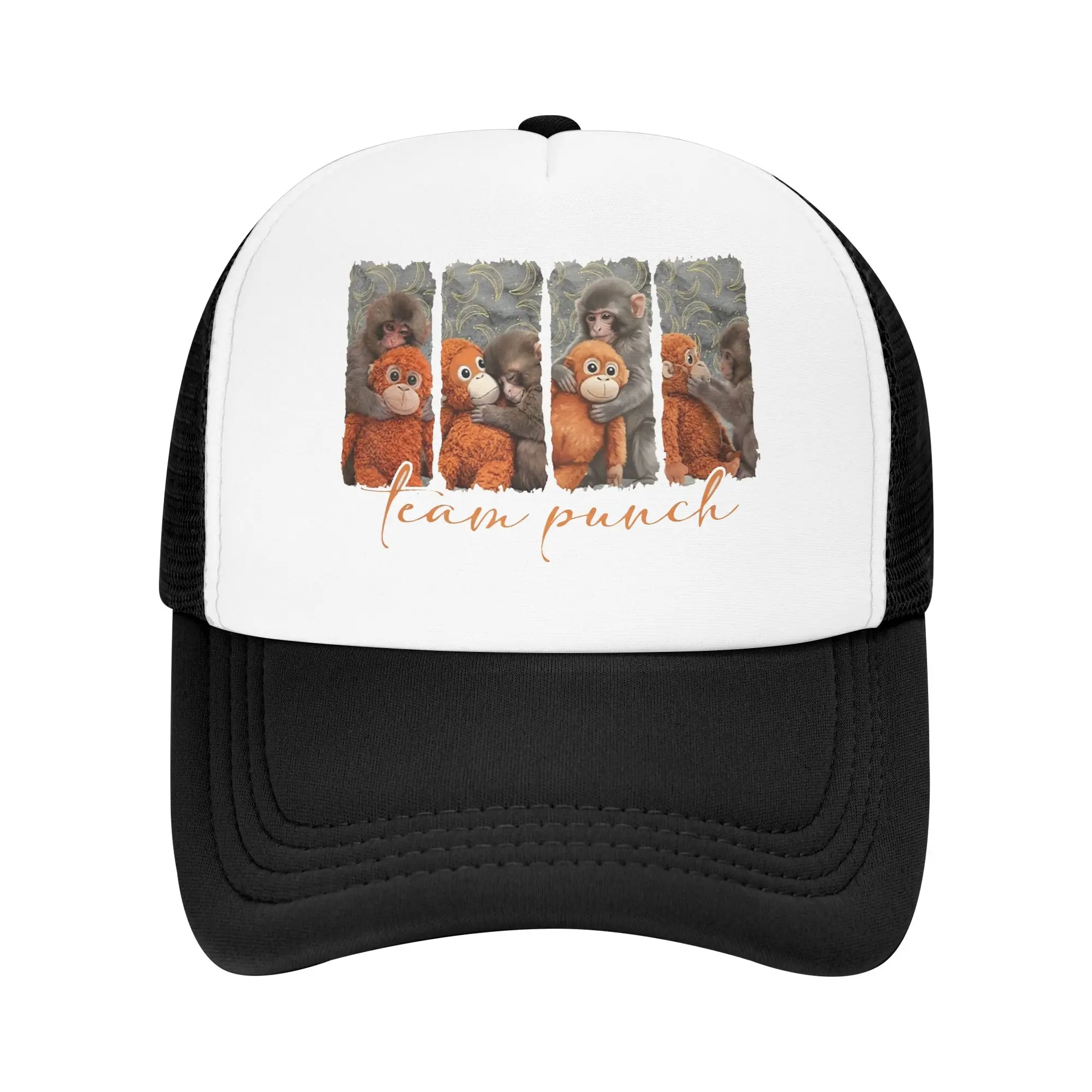 Team Punch Monkey Baseball Cap  y2k Funny Trucker Hat Spring Unisex Men Running Hippie Baseball Caps