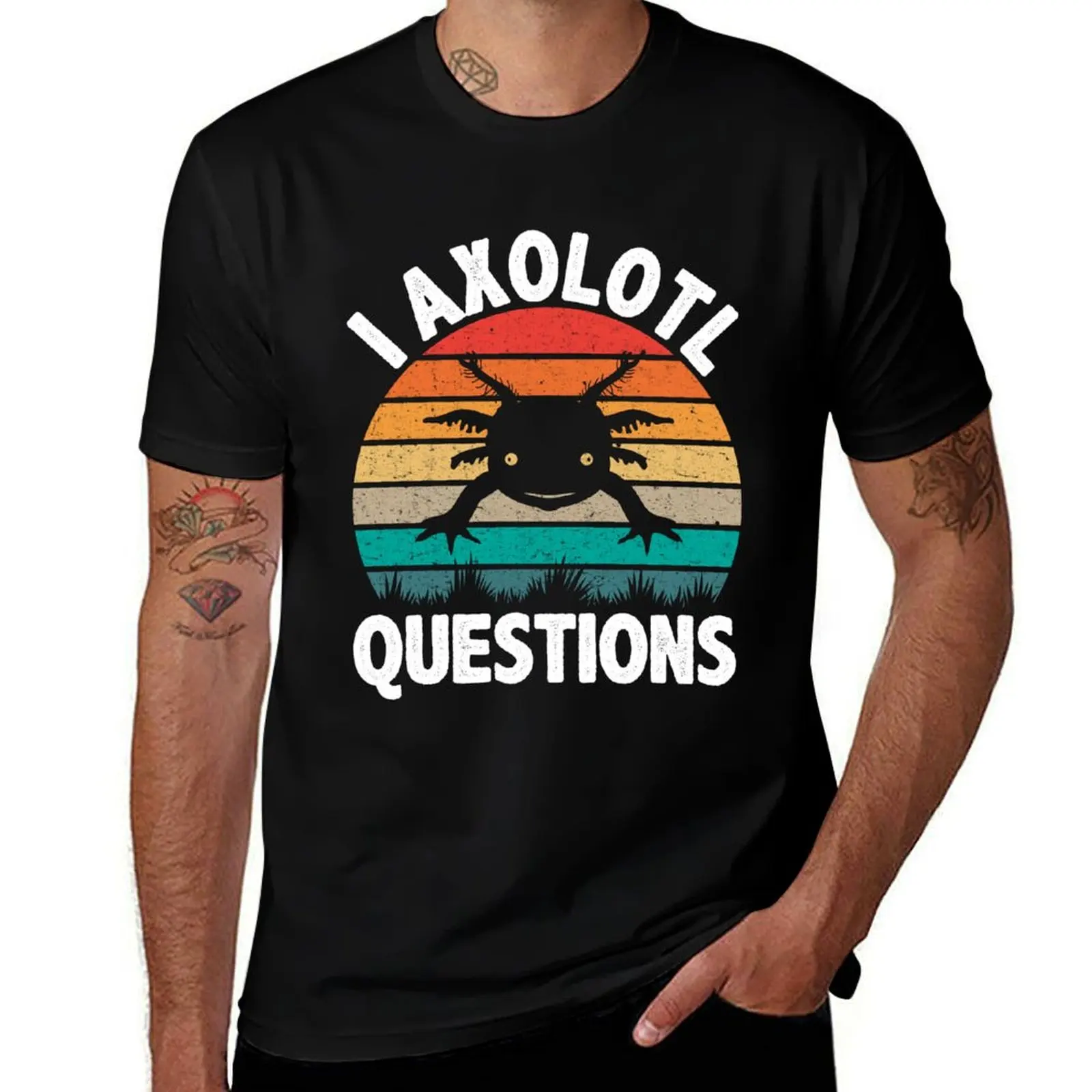 I Axolotl Questions Cute Axolotl Retro Vintage T-Shirt t shirt men 100% cotton luxury brand T-Shirt