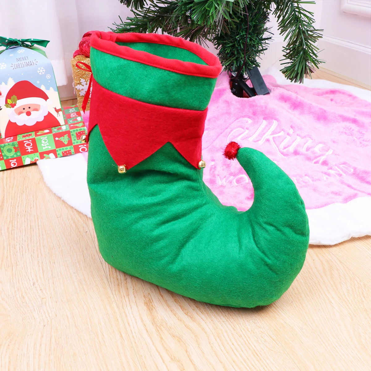 

Elf Shoes for Kids Adults Red Green Clown Christmas Party Costume Accessories Novelty Shoes with Bells Soft Comfortable Premium