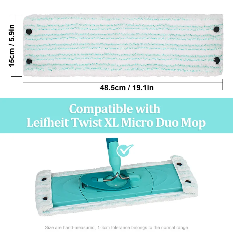 Mop Flat Replacement Head for Leifheit Clean Twist XL MicroDuo Dry and Wet Cleaning Pad Home Floor Cleaning Supplies 48.5x15cm