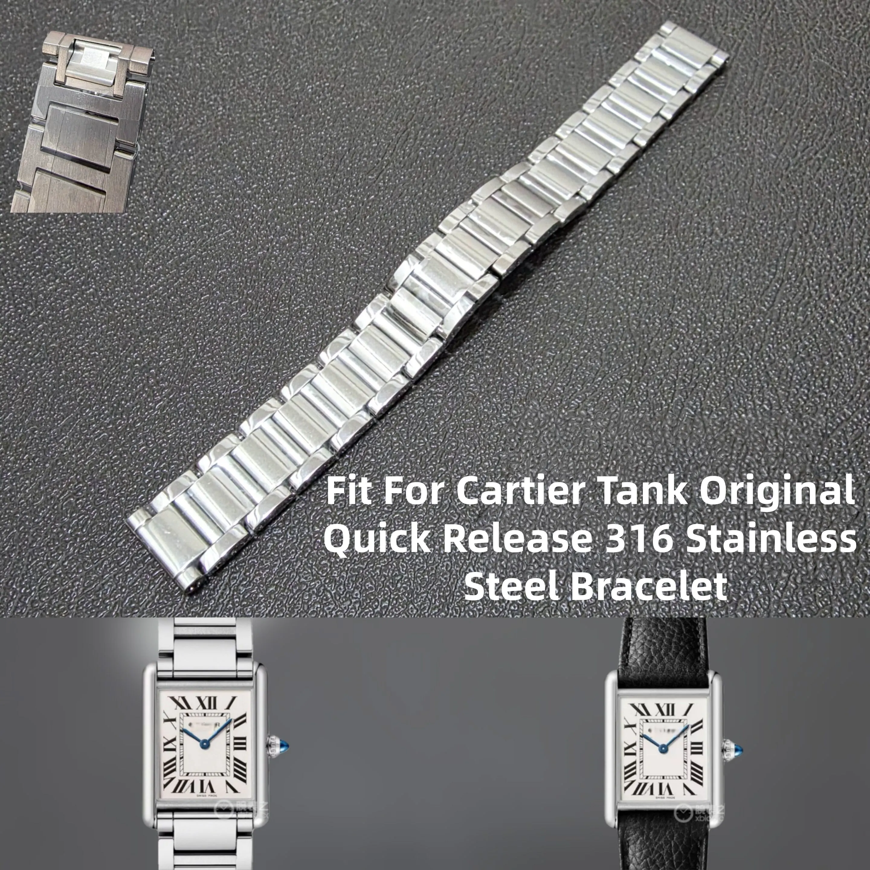 Fit For Cartier Tank Must 16mm/19mm/23mm Top Quality Quick Release Solid 316 Stainless Steel Bracelet Replacement Watch Band