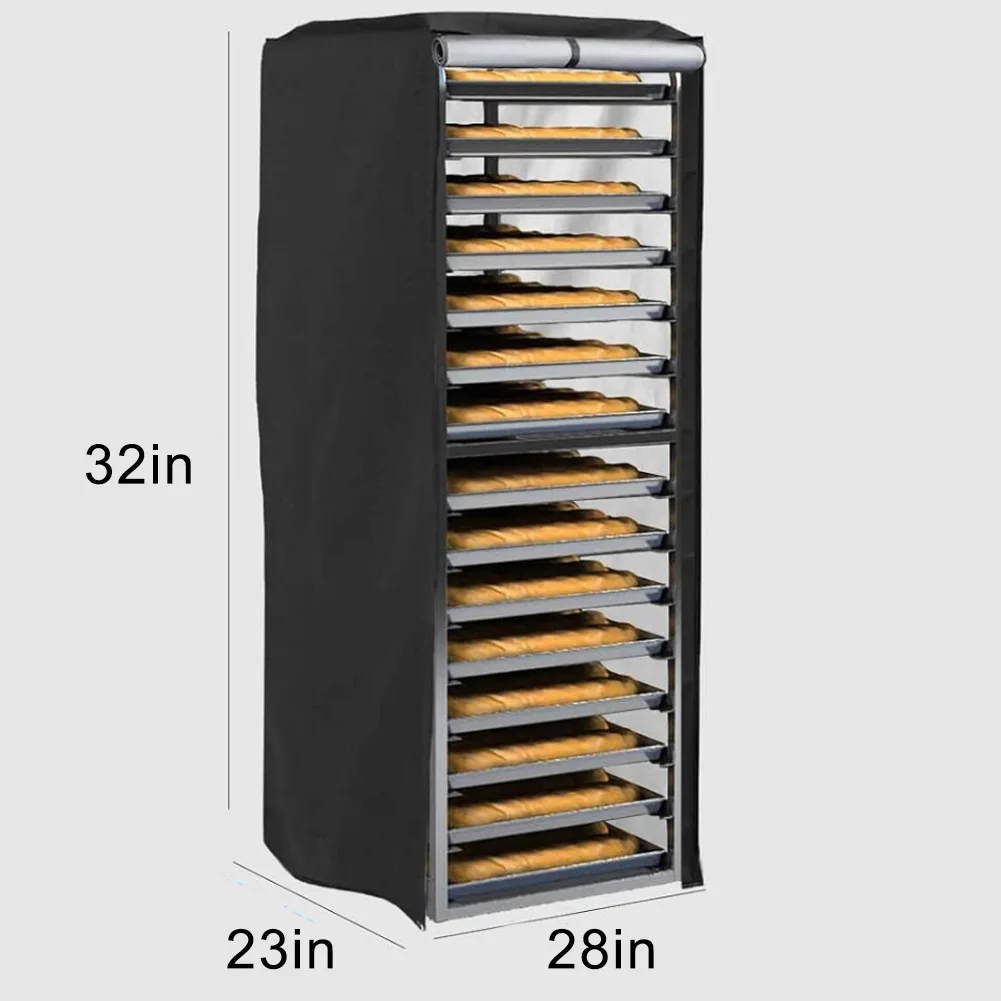 Bakery Rack Cover 420D Fabric Waterproof Bread Rack Cover 23X28X64 Inch with Ventilation Openings for Commercial and Home Use