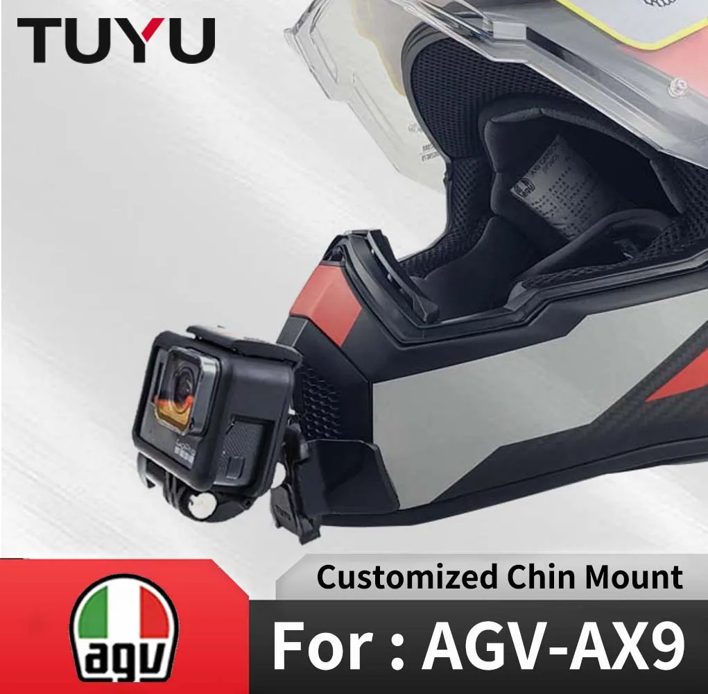 TUYU AGV AX9 Customized Helmet Aluminium Chin Mount for GoPro Hero9 10 11 12 13 Insta360 X4 X3 Ace pro DJI Action 5pro 4 3Camera