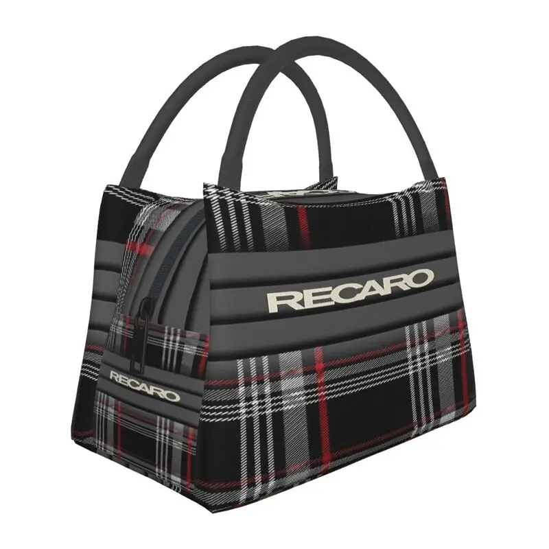 Custom Recaros Logo Print Thermal Lunch Bag Reusable Portable Waterproof Cooler Insulated Lunch Box for Work Travel Picnic Beach