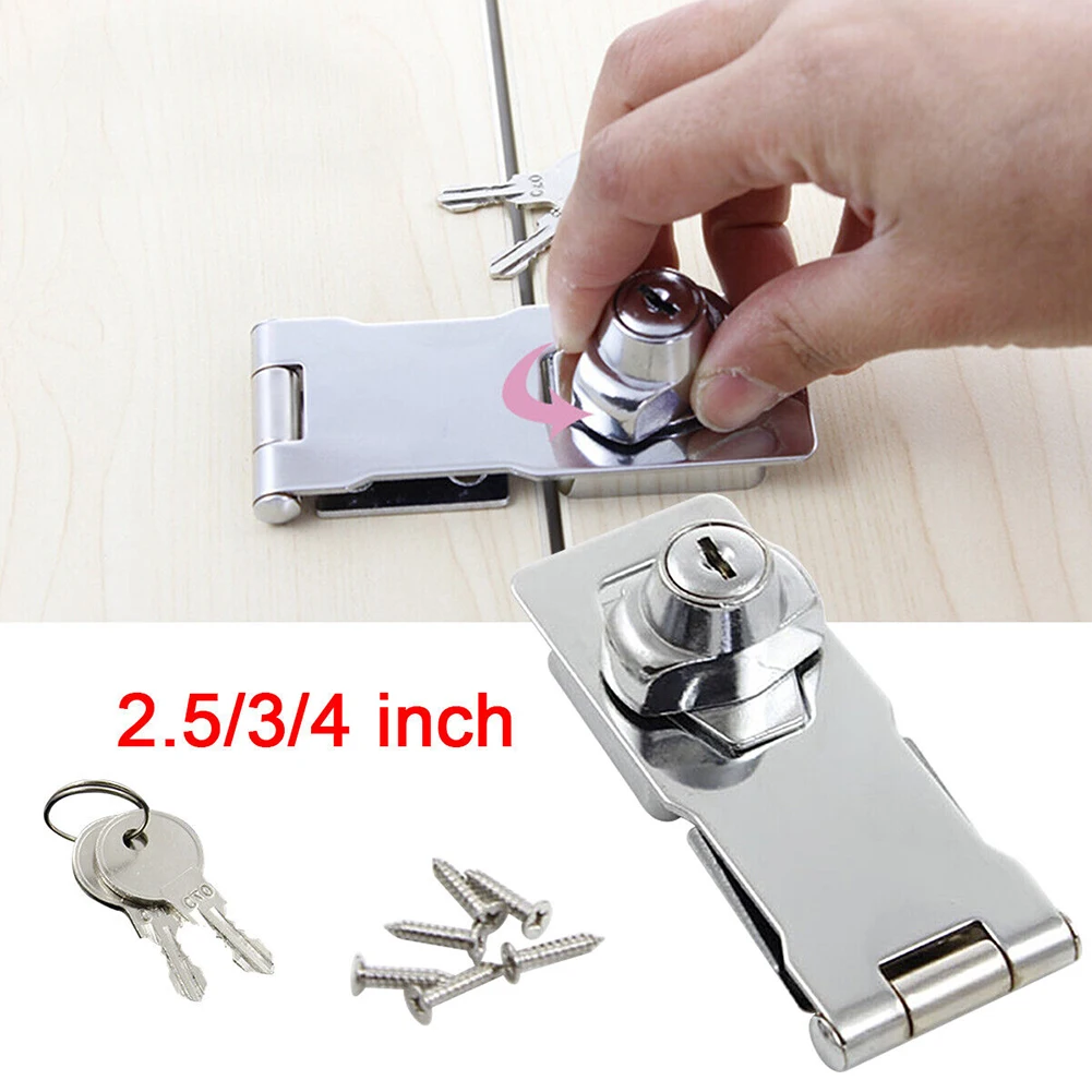 Locking Hasp Padlock Lock Hasp Staple With Keys Padlock Cupboard Shed Garage Lock Drawer Cabinet Security Lock Home Hardware