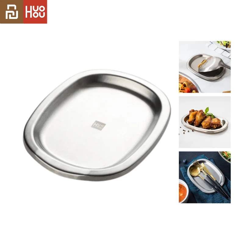 Youpin Huohou Stainless Steel Scoop Pad Deepening Groove Bone Plate Corrosion Resistance Non-slip Temporary Meal Plate