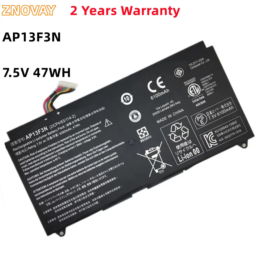 

ZNOVAY New AP13F3N 2ICP4/63/114-2 7.5V 47WH 6280mAh Laptop Battery For Aspire S7-392 S7-392-9890 S7-391-6822 Ultrabook