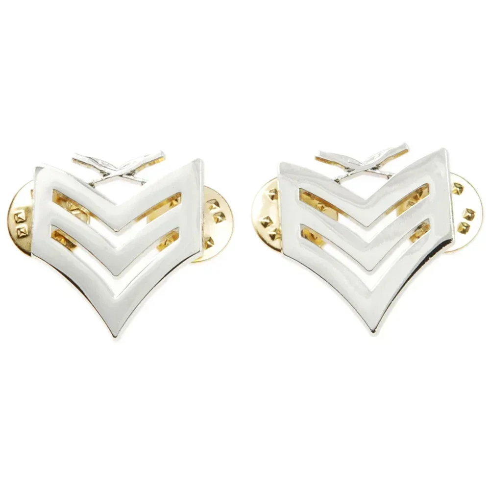 PAIR USMC INSIGNIA MARINE CORPS SERGEANT RANK METAL PIN BADGE SILVER